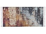 Area Rug Multicolour Polyester And Cotton 80 X 150 Cm Handwoven Printed Abstract Watercolour Painting Pattern Beliani