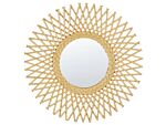 Wall Mirror Natural Rattan 60 Cm Boho Sun Shape Round Mounting Hooks Openwork Living Room Bedroom Beliani