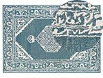 Area Rug White Blue Wool 140 X 200 Cm Flat Weave Hand Tufted Oriental Pattern Beliani