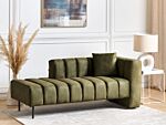 Right Hand Chaise Lounge Olive Green Velvet Upholstery Black Legs Seat Bolster Cushion Modern Glam Design Beliani