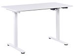 Electrically Adjustable Desk White Tabletop Powder Coated Steel Frame Sit And Stand 120 X 60 Cm Modern Design Beliani