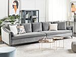 Sofa Light Grey Velvet 4 Seater Extra Cushions Modern Glamour Living Room Furniture Beliani