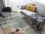 Rug Black And Grey Polyester 160 X 230 Cm Low Pile Geometric Pattern Beliani