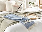 Blanket Blue Cotton 130 X 160 Cm Bed Throw Boho Coastal Beliani