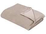 Blanket Beige Polyester 200 X 220 Cm Soft Pile Bed Throw Cover Home Accessory Modern Design Beliani