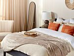 Blanket Beige Polyester 200 X 220 Cm Soft Pile Bed Throw Cover Home Accessory Modern Design Beliani