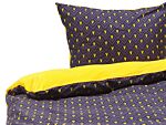 Duvet Cover And Pillowcase Set Dark Blue And Yellow Cotton Blend 135 X 200 Cm Modern Bedroom Beliani