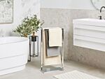 Towel Stand Silver Steel Glossy 3 Rails Standing Towel Rack Modern Bathroom Accessories Beliani