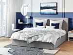 Ottoman Bed Grey Upholstery Eu Super King Size Headboard Storage Function Modern Design Beliani