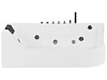 Whirlpool Bath White Sanitary Acrylic Glass Front Faux Leather Headrest Led Illumination Single 170 X 85 Cm Curved Design Beliani