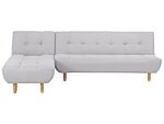 Corner Sofa Light Grey Fabric Upholstery Light Wood Legs Right Hand Chaise Longue 3 Seater Beliani