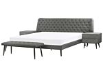 Bedroom Set Grey Faux Leather Eu Super King Size 6ft Bed 2 Bedside Tables Bed Bench Beliani