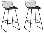 Set Of 2 Bar Chairs Black Metal Steel With Faux Leather Seat Pad Counter Height Breakfast Bar Chair Beliani