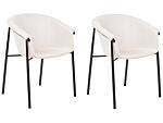 Set Of 2 Dining Chairs Beige Fabric Upholster Contemporary Modern Design Dining Room Seating Beliani