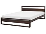 Double Bed Frame Dark Pine Wood 180 X 200 Cm Super King Size Slatted Beliani