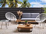 Bistro Set White Pe Rattan 3 Piece 2 Seater Modern Round Indoor Outdoor Beliani