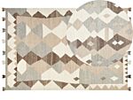 Kilim Area Rug Multicolour Wool And Cotton 160 X 230 Cm Handmade Woven Boho Patchwork Pattern With Tassels Beliani