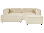 Modular Right Hand Sofa Beige Linen 2 Seater Sectional Corner Sofa With Ottoman Black Legs Modern Living Room Beliani
