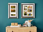 Multi Photo Frame Silver Glass Plastic 51 X 32 Cm Mirrored For 3 Pictures 14x9 Cm Collage Aperture Beliani