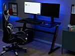 Gaming Desk Black Mdf Metal Legs Rectangular 120 X 60 Cm With Rgb Lights Modern Design Home Office Furniture Beliani