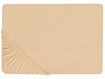 Fitted Sheet Sand Beige Cotton 180 X 200 Cm Elastic Edging Solid Pattern Classic Style For Bedroom Beliani