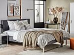 Upholstered Bed Frame Grey Velvet Eu Double 4ft6 140 X 200 Cm Grey Headboard Silver Leg Glam Beliani