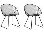 Set Of 2 Dining Chairs Black Metal Frame Faux Leather Seat Modern Industrial Design Beliani
