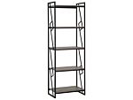 5 Tier Bookcase Dark Wood And Black Metal Frame Open Shelf Industrial Minimalist Shelving Unit Beliani