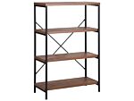 3 Tier Bookcase Dark Wood With Metal Frame Freestanding Open Shelves Industrial Cross-back Home Beliani