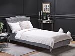 Eu Single Size Bed Grey Fabric 3ft Upholstered Frame With Storage Nailhead Trim Crystal Buttons Headrest Beliani