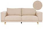 Sofa Beige Humbo Cord Upholstered 3-seater Modern Minimalistic Corduroy Style Living Room Wide Armrests Cushioned Backrest Beliani