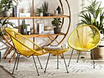 Bistro Set Yellow Pe Rattan 3 Piece 2 Seater Modern Beliani