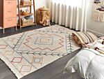 Cotton Rug Multicolour Geometric Pattern 140 X 200 Cm Low Pile Boho Vintage Beliani