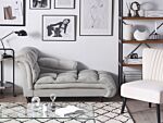 Chaise Lounge Grey Velvet Upholstery Biscuit Padding Black Legs Modern Design Beliani