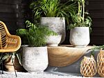 Plant Pot Planter Light Grey Fibre Clay Outdoor Resistances 48 X 53 Cm All-weather Beliani