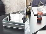 Mirrored Tissue Box Holder Silver Crystals Decorative Home Accessory Beliani