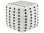 Pouffe White And Black Cotton 45 X 45 Cm Geometric Pattern Decorative Seat Handmade Boho Modern Style Living Room Bedroom Beliani