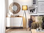 Floor Lamp Black Metal 149 Cm Tripod Polycotton Drum Shade Modern Design Beliani