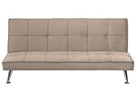 Sofa Bed Beige 3-seater Quilted Upholstery Click Clack Metal Legs Beliani