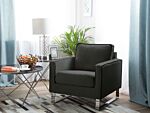 Armchair Graphite Grey Fabric Sled Silver Legs Modern Living Room Beliani