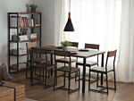 Set Of 6 Dining Chairs Dark Wood Metal Legs Industrial Kitchen Beliani
