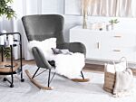 Rocking Chair Dark Grey Velvet Metal Legs Wooden Skates Modern Beliani