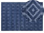 Rug Blue Viscose 140 X 200 Cm Geometric Pattern Hand Woven Flatweave Beliani