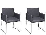 Set Of 2 Dining Chairs Dark Grey Fabric Chromed Metal Legs Modern Beliani