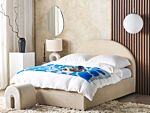 Storage Bed Beige Boucle Polyester Fabric Eu Double Size 4ft6 Minimalist Retro Design Ottoman Storage Beliani