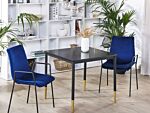 Dining Table Black Mdf Tabletop 80 X 80 Cm Square Kitchen Table With Metal Legs Glamour Style Beliani