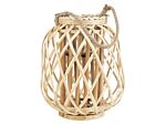 Lantern Light Willow Wood And Glass 30 Cm Indoor Outdoor Scandinavian Beliani