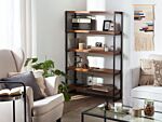 Bookcase Dark Wood And Black 155 X 100 Cm Metal Frame Industrial Beliani