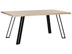 Dining Table Light Wood 180 X 85 Cm Black Metal Legs Kitchen Beliani