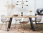 Dining Table Light Wood 180 X 85 Cm Black Metal Legs Kitchen Beliani